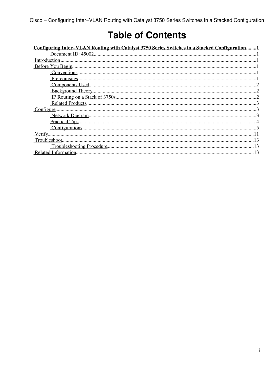 Cisco Systems 3750 manual Table of Contents 