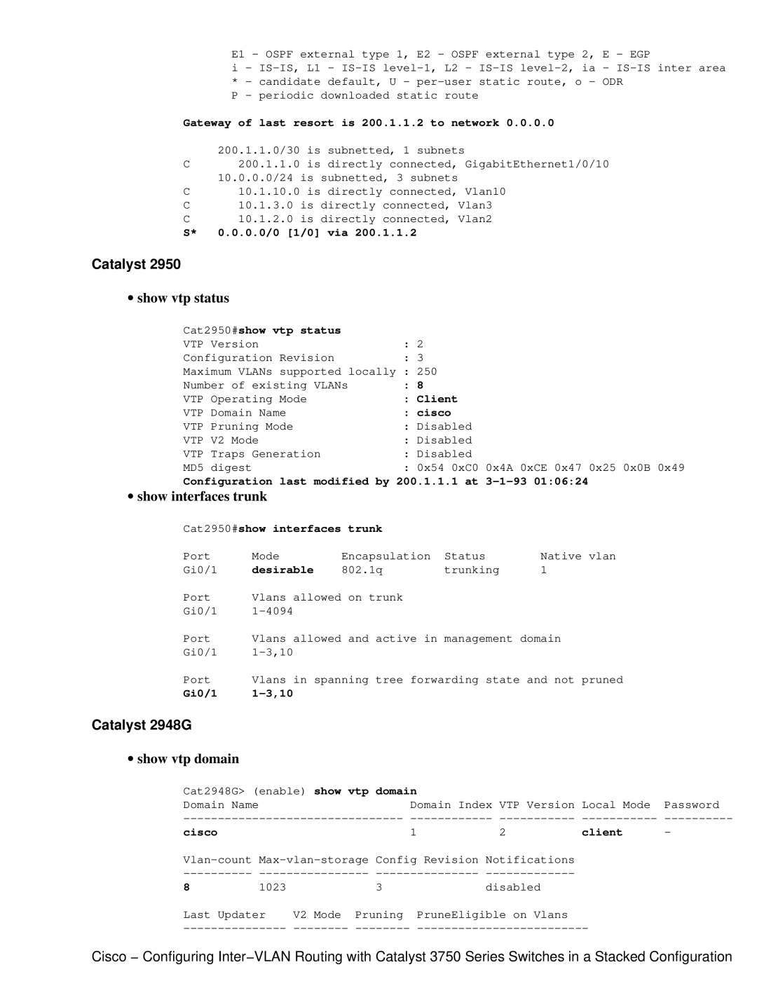 Cisco Systems 3750 manual ∙ show vtp domain 