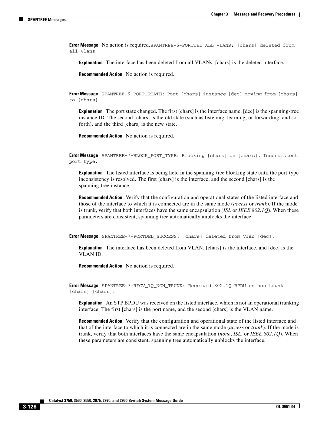 Cisco Systems 3750 manual Vlan ID, 126 