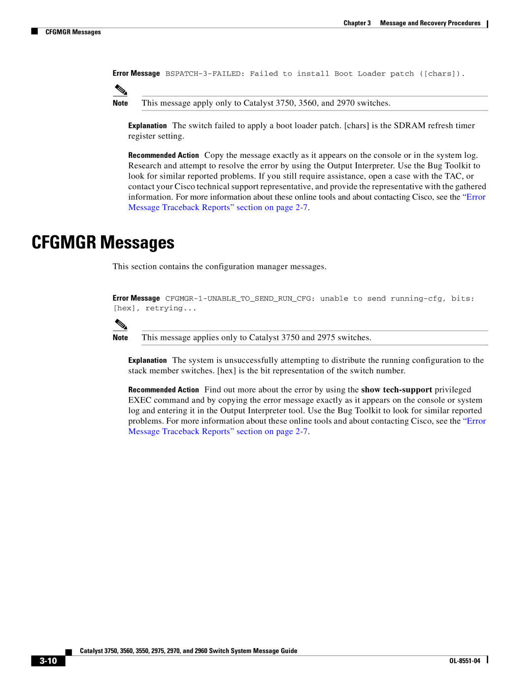 Cisco Systems 3750 manual Cfgmgr Messages, This section contains the configuration manager messages 