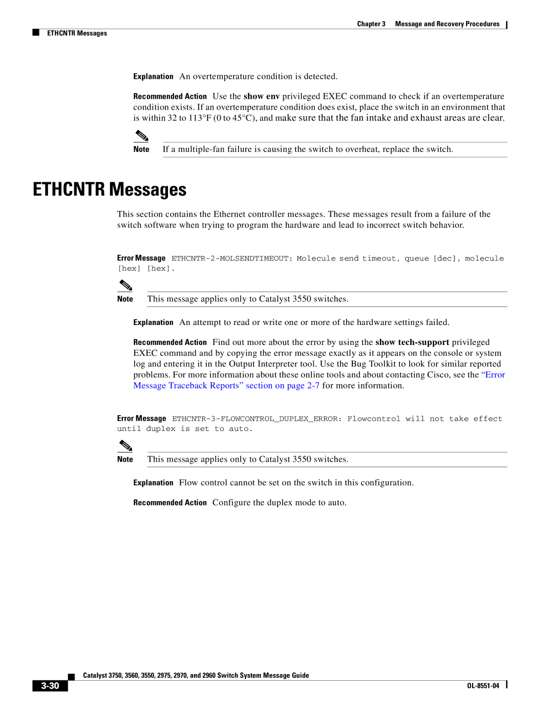 Cisco Systems 3750 manual Ethcntr Messages 