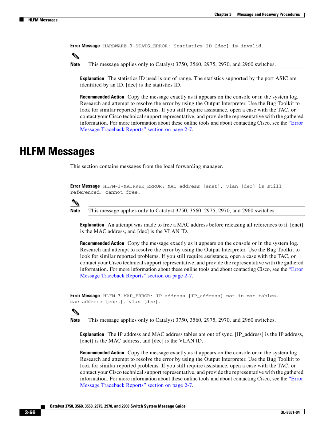 Cisco Systems 3750 manual Hlfm Messages 