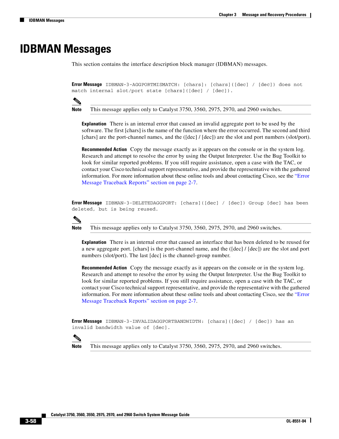 Cisco Systems 3750 manual Idbman Messages 