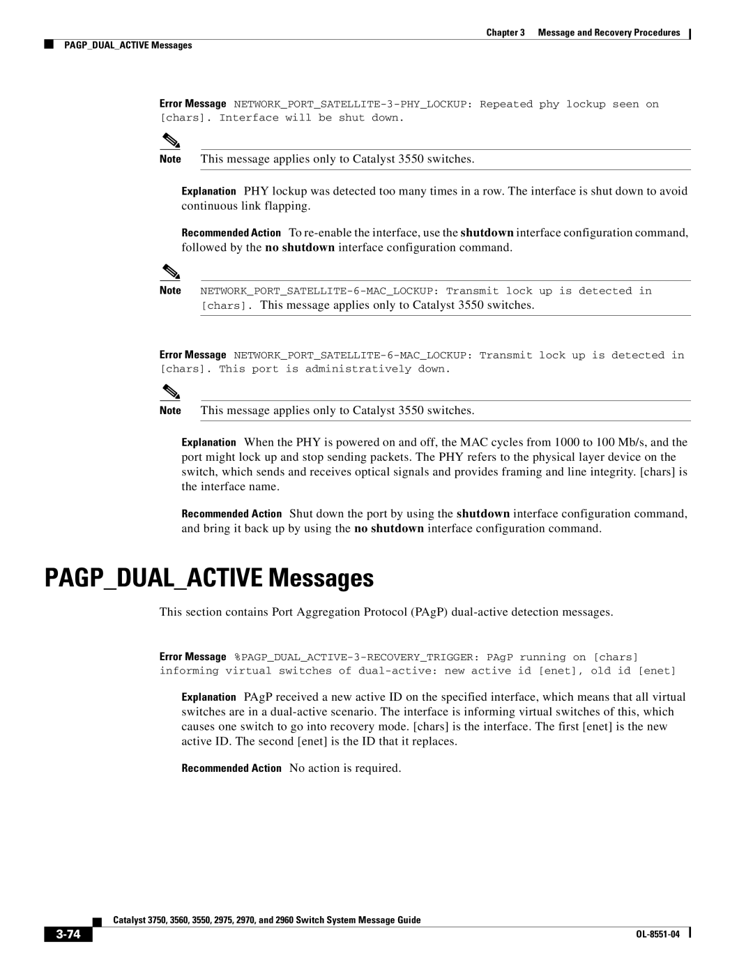 Cisco Systems 3750 manual Pagpdualactive Messages 