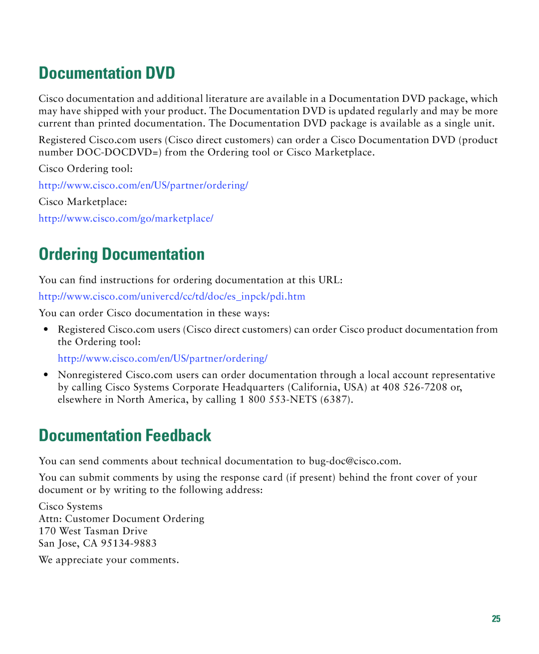 Cisco Systems 3750E-48PD-F manual Documentation DVD, Ordering Documentation, Documentation Feedback 