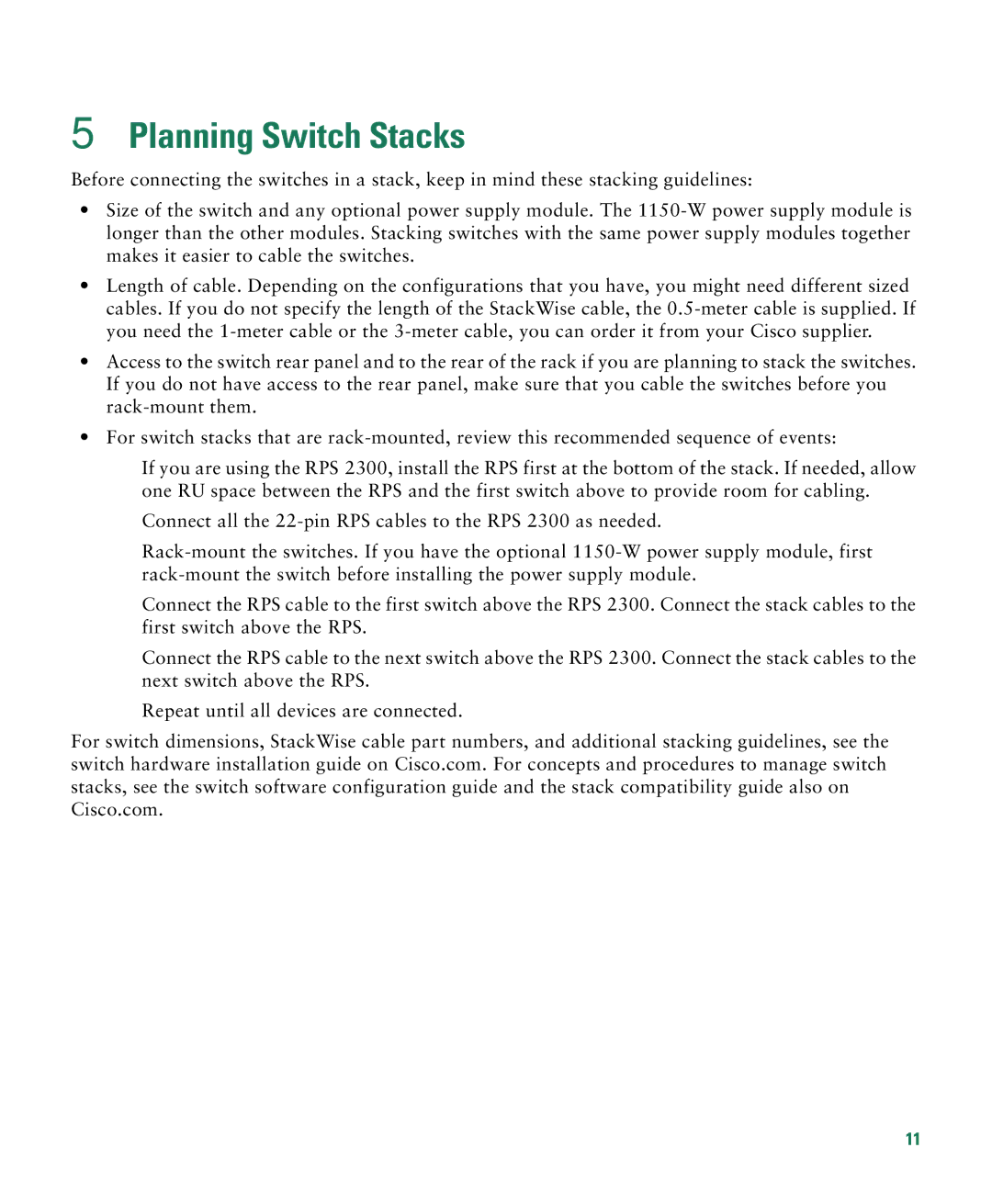 Cisco Systems 3750E-48PD-F manual Planning Switch Stacks 