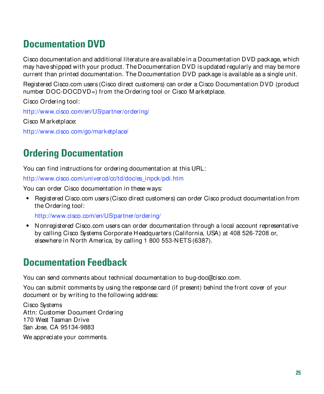 Cisco Systems 3750E-48PD-F manual Documentation DVD, Ordering Documentation, Documentation Feedback 