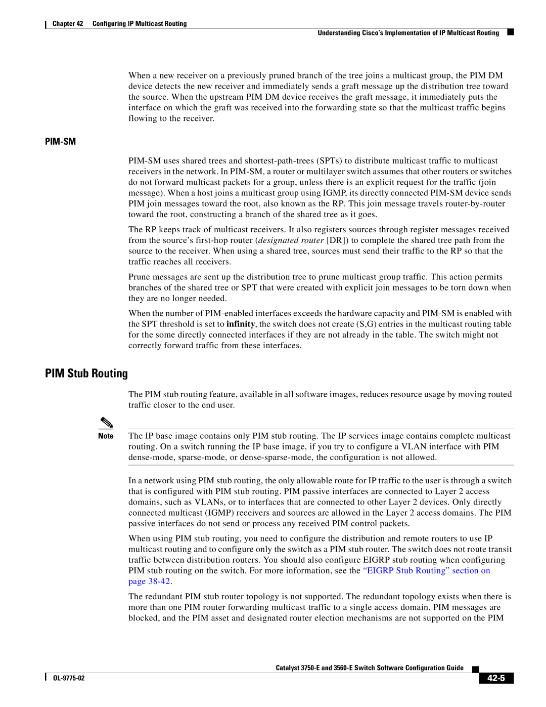 Cisco Systems 3750E manual PIM Stub Routing, 42-5 