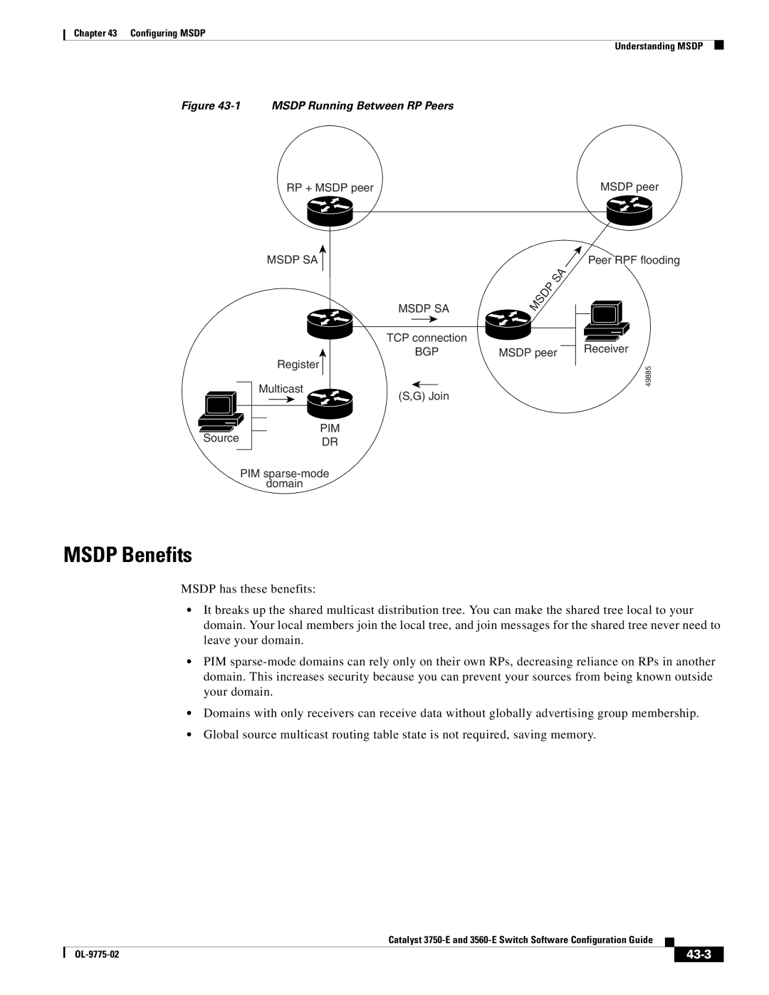 Cisco Systems 3750E manual Msdp Benefits, 43-3 