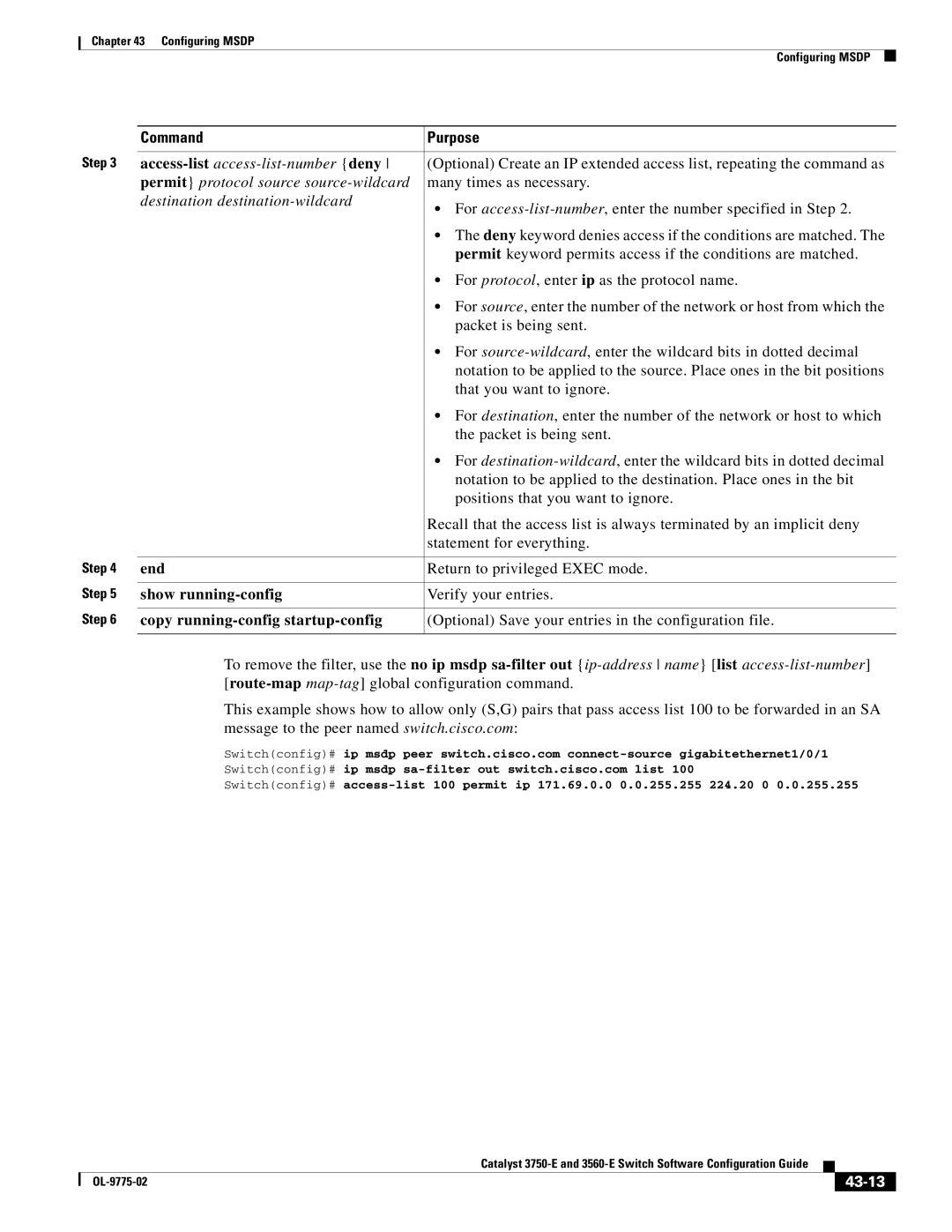 Cisco Systems 3750E manual End, 43-13 