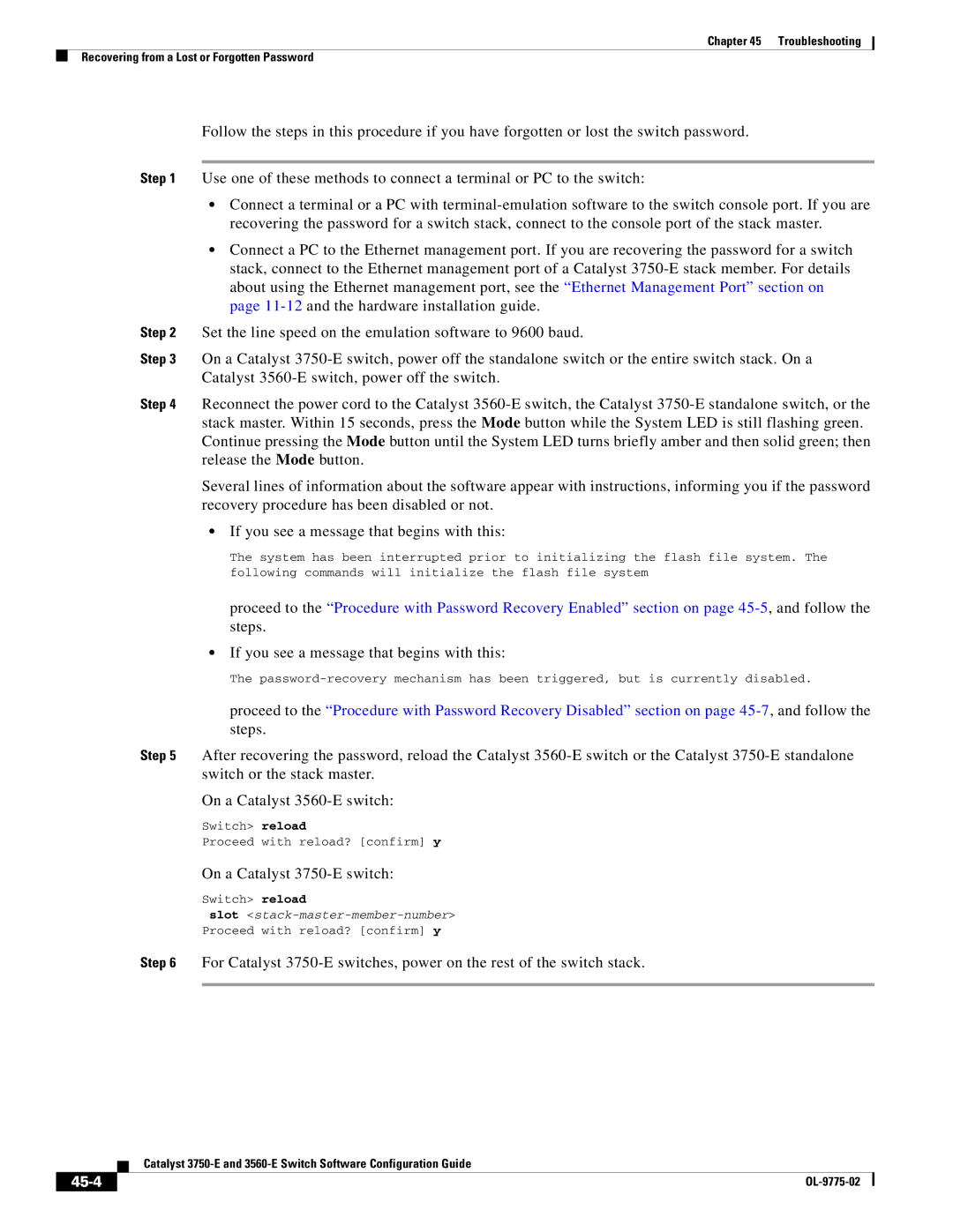 Cisco Systems 3750E manual 45-4 