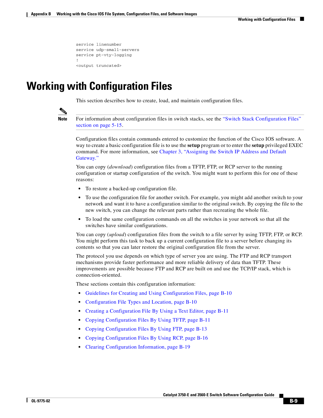 Cisco Systems 3750E manual Working with Configuration Files 