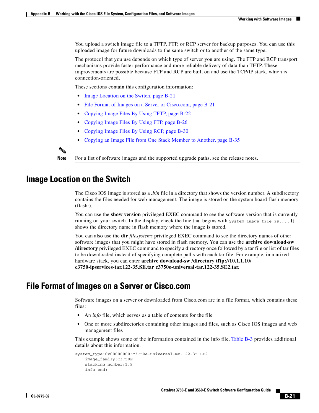 Cisco Systems 3750E manual Image Location on the Switch, File Format of Images on a Server or Cisco.com 