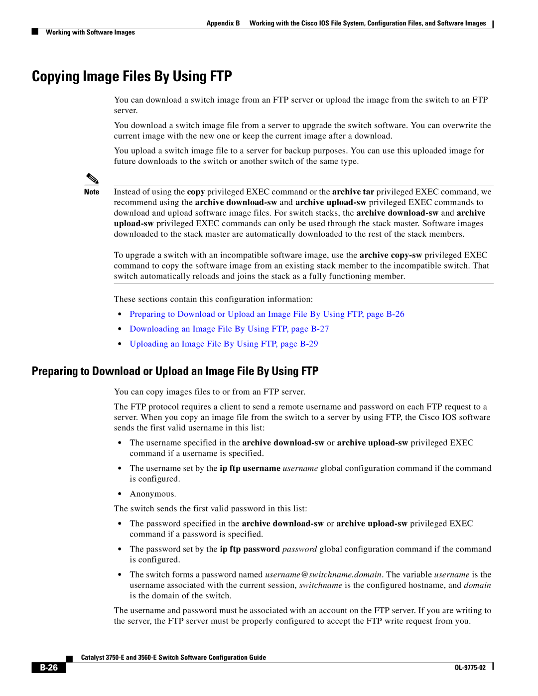 Cisco Systems 3750E manual Copying Image Files By Using FTP, Preparing to Download or Upload an Image File By Using FTP 