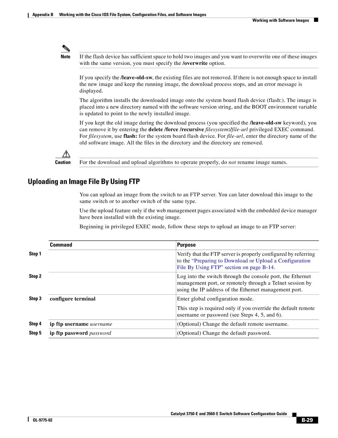 Cisco Systems 3750E manual Uploading an Image File By Using FTP 