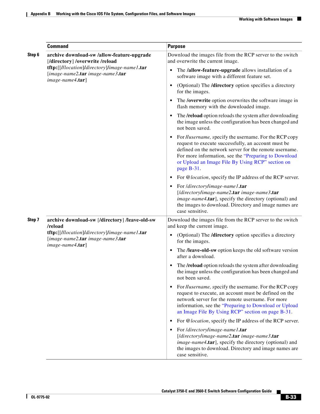 Cisco Systems 3750E manual Or Upload an Image File By Using RCP section on 