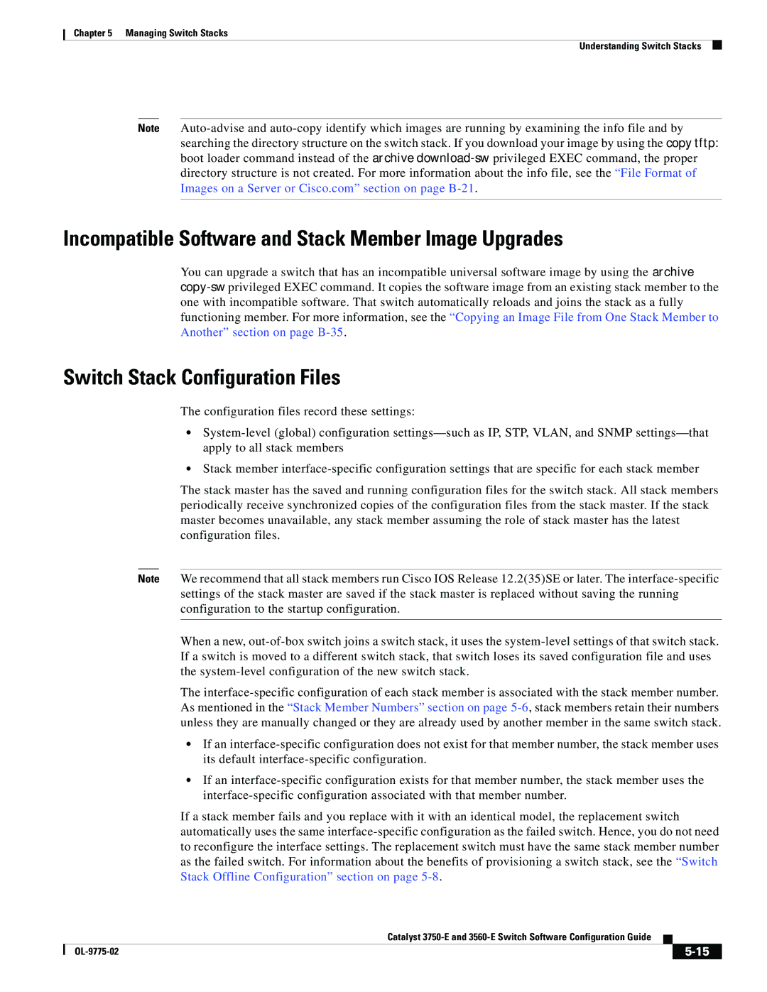 Cisco Systems 3750E manual Incompatible Software and Stack Member Image Upgrades, Switch Stack Configuration Files 