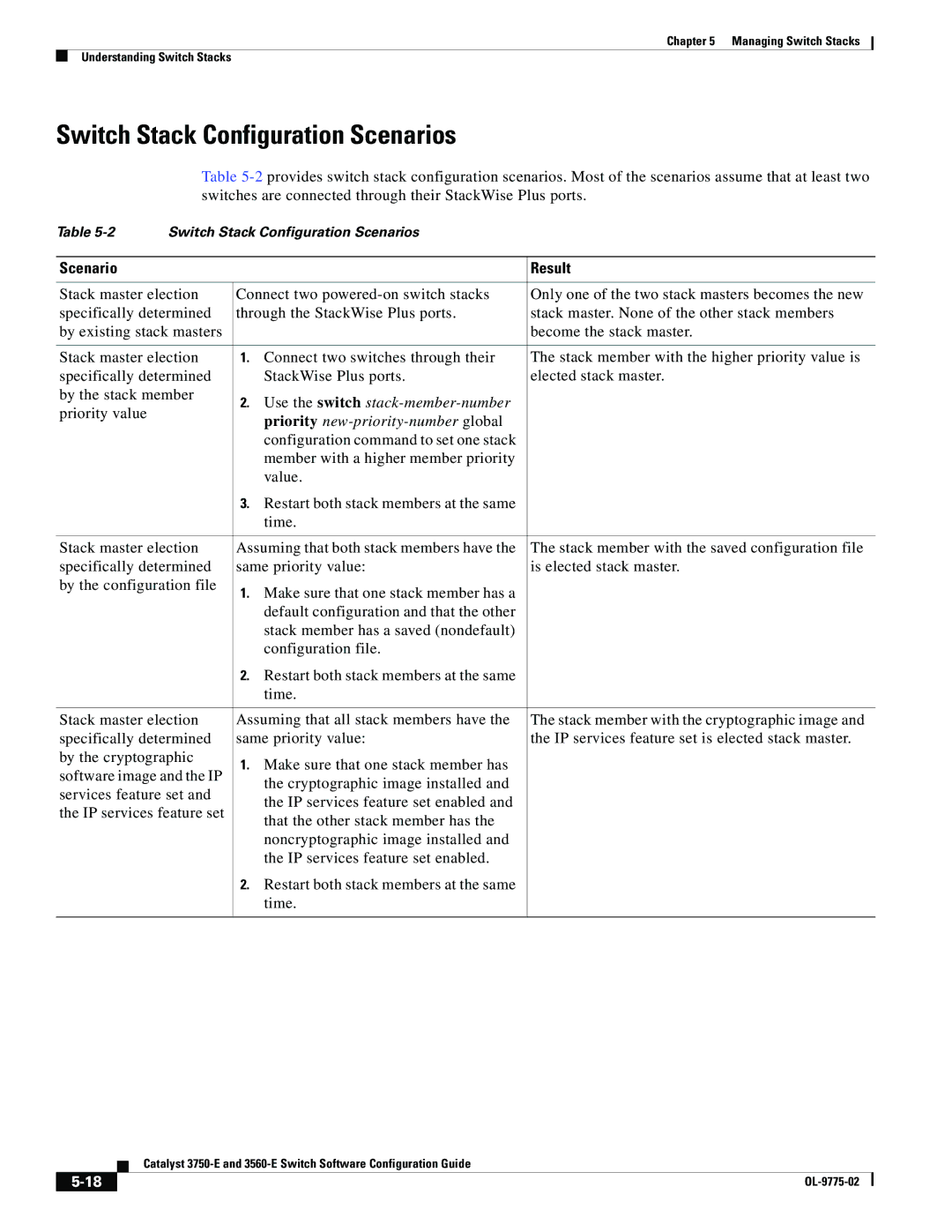 Cisco Systems 3750E manual Switch Stack Configuration Scenarios, Use the switch stack-member-number 