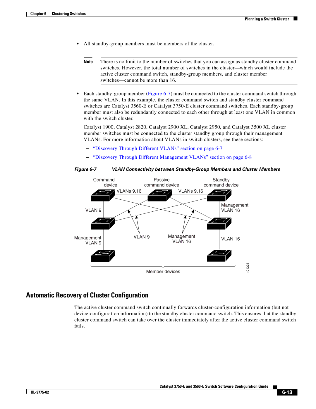 Cisco Systems 3750E manual Automatic Recovery of Cluster Configuration 