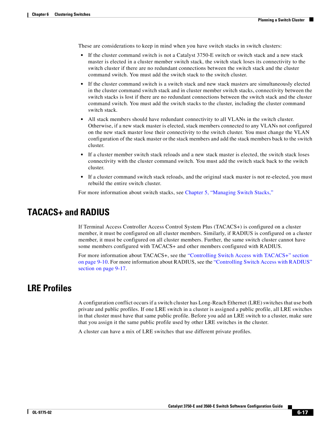 Cisco Systems 3750E manual TACACS+ and Radius, LRE Profiles 