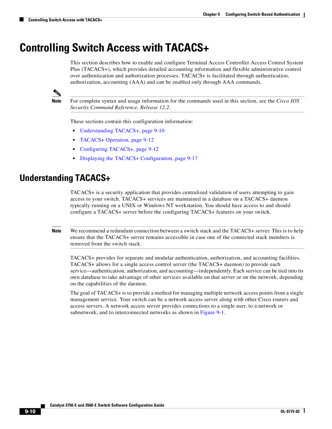 Cisco Systems 3750E manual Controlling Switch Access with TACACS+, Understanding TACACS+ 