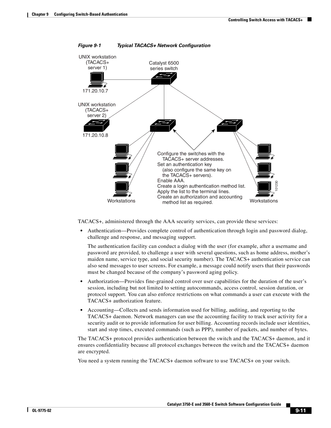 Cisco Systems 3750E manual Typical TACACS+ Network Configuration 