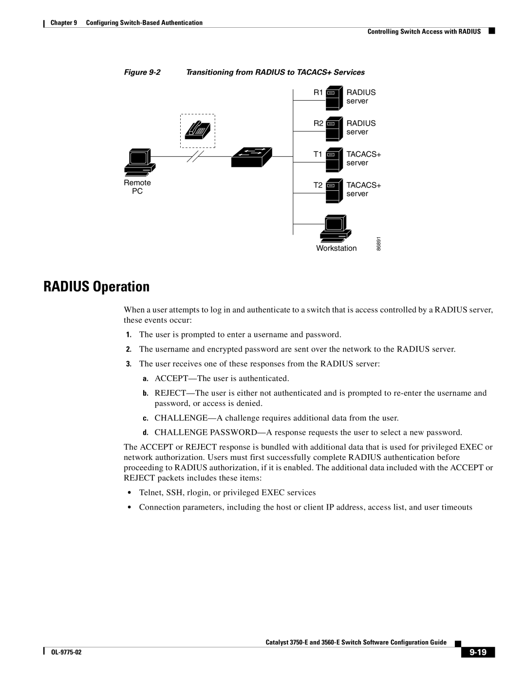 Cisco Systems 3750E manual Radius Operation, Transitioning from Radius to TACACS+ Services 