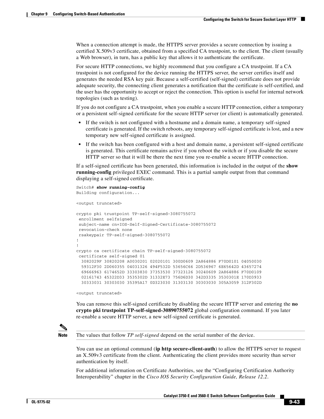 Cisco Systems 3750E manual Rsakeypair TP-self-signed-3080755072 