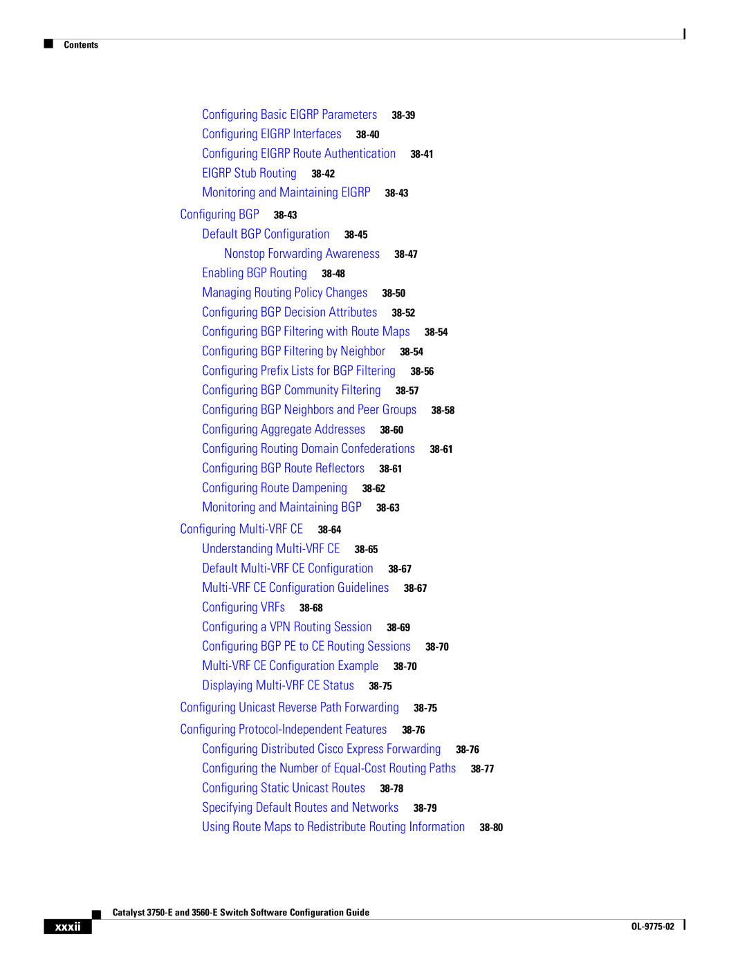 Cisco Systems 3750E manual Nonstop Forwarding Awareness, Xxxii 