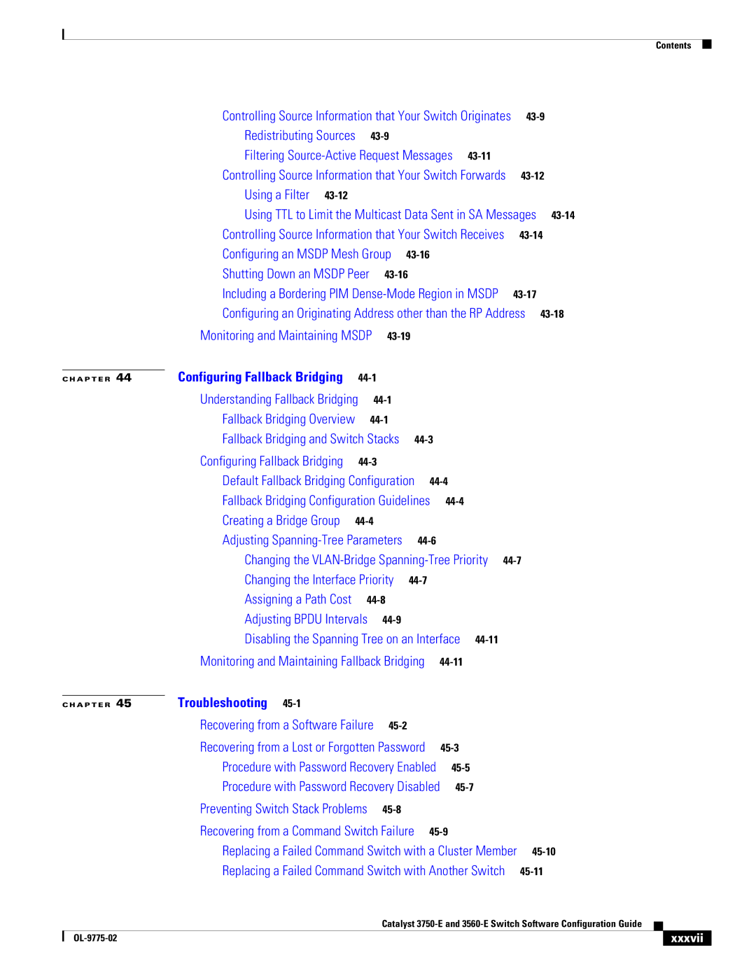 Cisco Systems 3750E manual Using a Filter, Xxxvii 