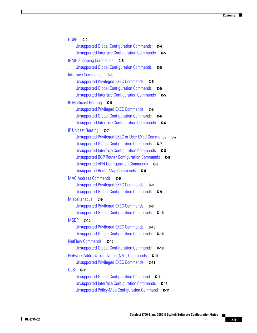 Cisco Systems 3750E manual Hsrp, Xli 