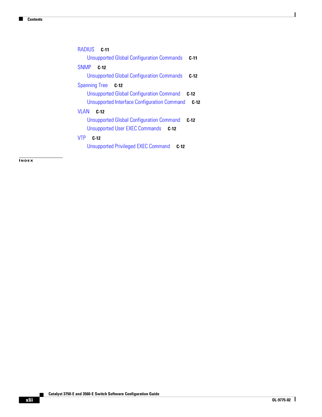 Cisco Systems 3750E manual Vtp, Xlii 