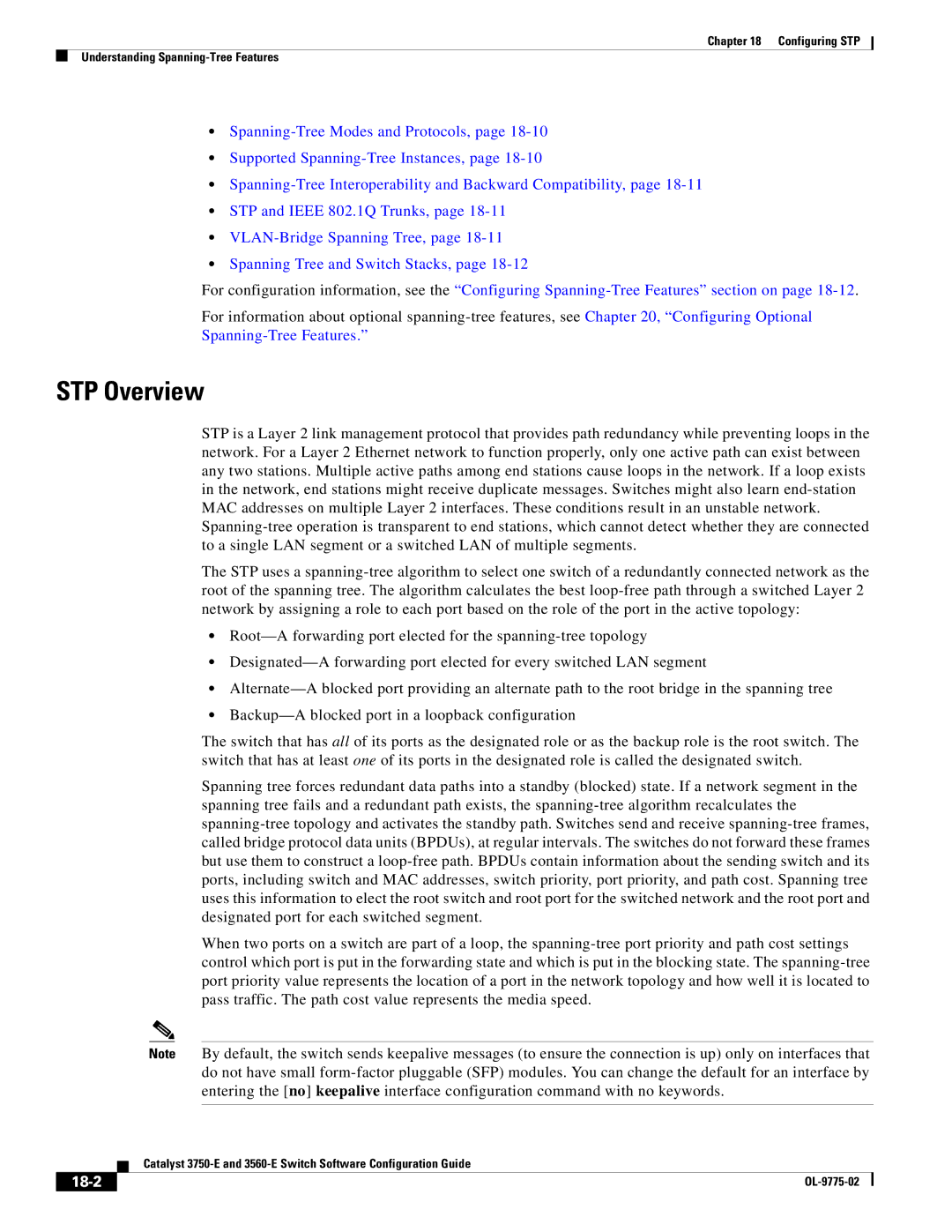 Cisco Systems 3750E manual STP Overview, 18-2 