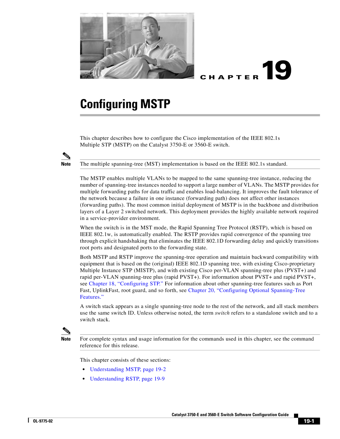 Cisco Systems 3750E manual Configuring Mstp, 19-1 