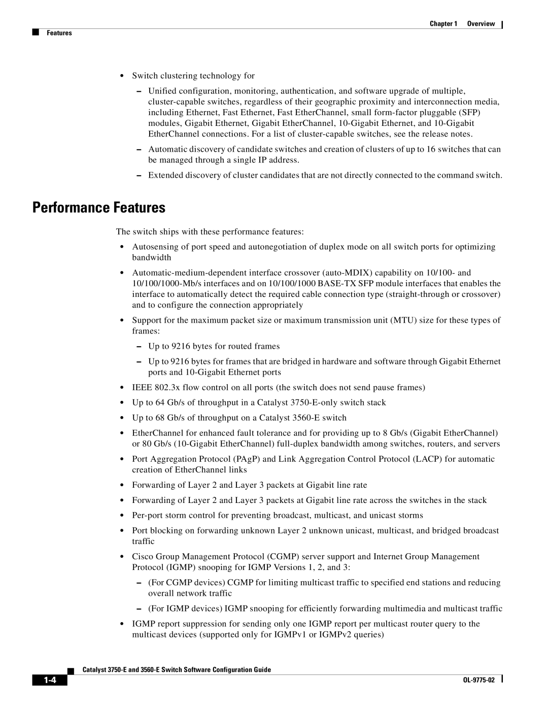 Cisco Systems 3750E manual Performance Features 