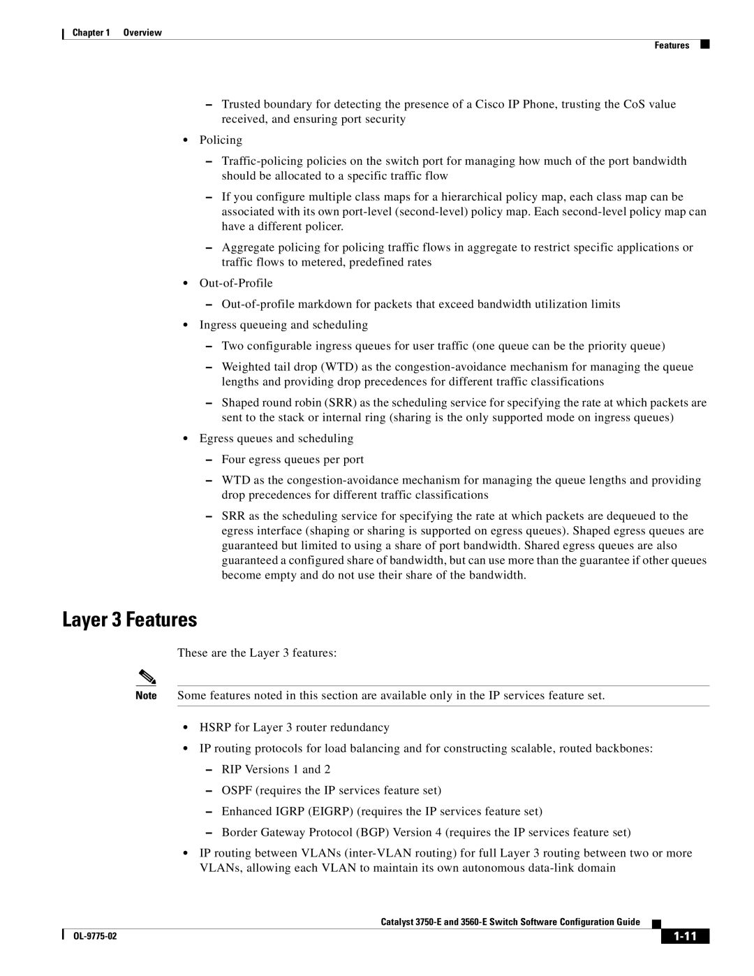 Cisco Systems 3750E manual Layer 3 Features 