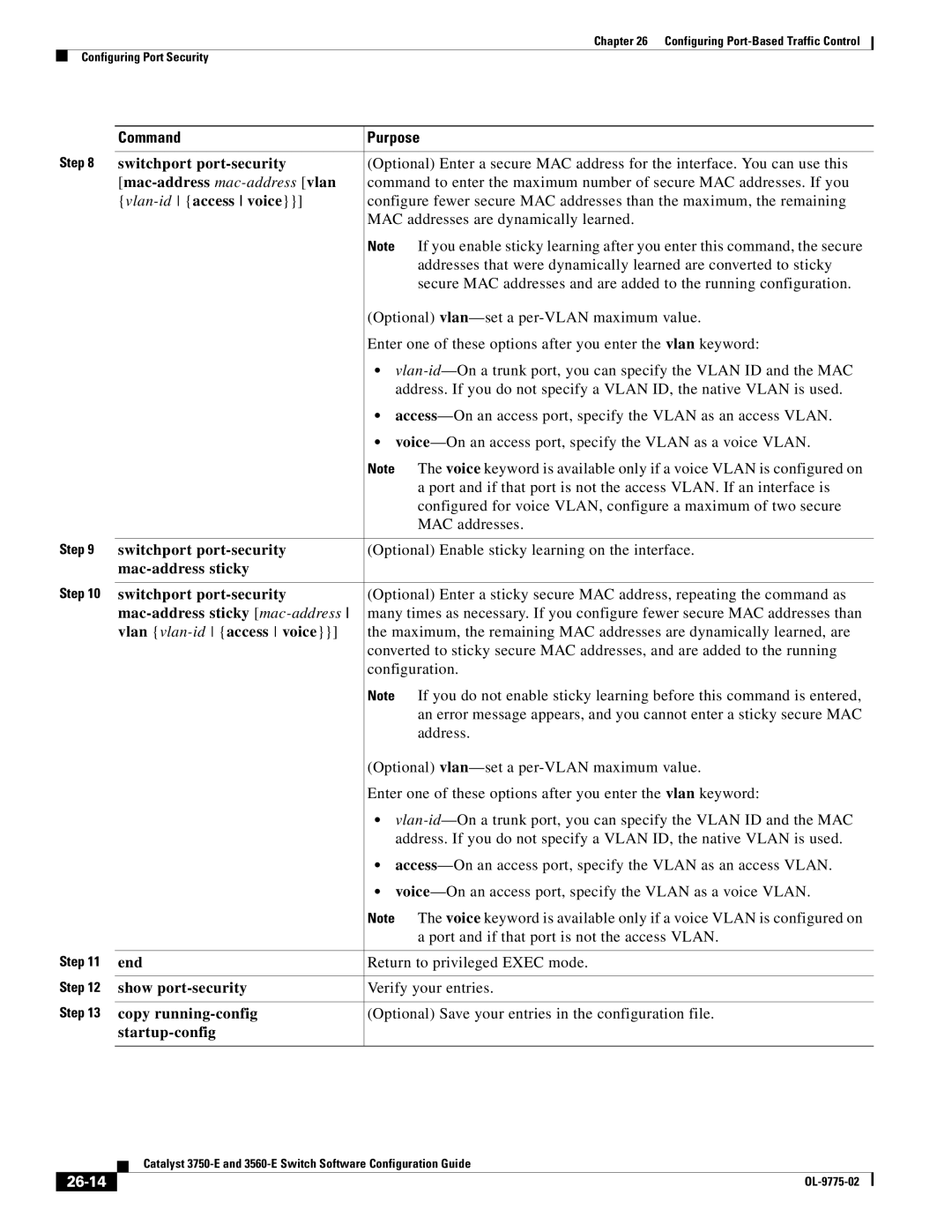 Cisco Systems 3750E manual 26-14 