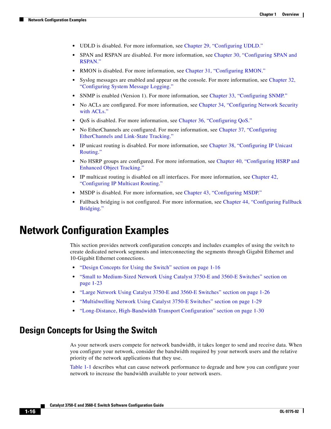 Cisco Systems 3750E manual Network Configuration Examples, Design Concepts for Using the Switch 