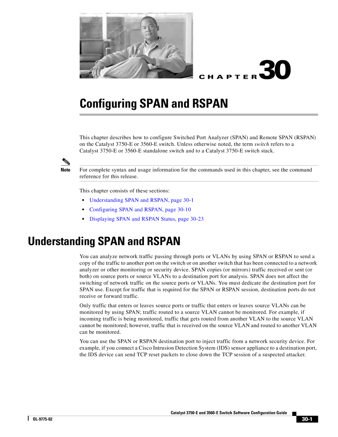 Cisco Systems 3750E manual Configuring Span and Rspan, Understanding Span and Rspan, 30-1 