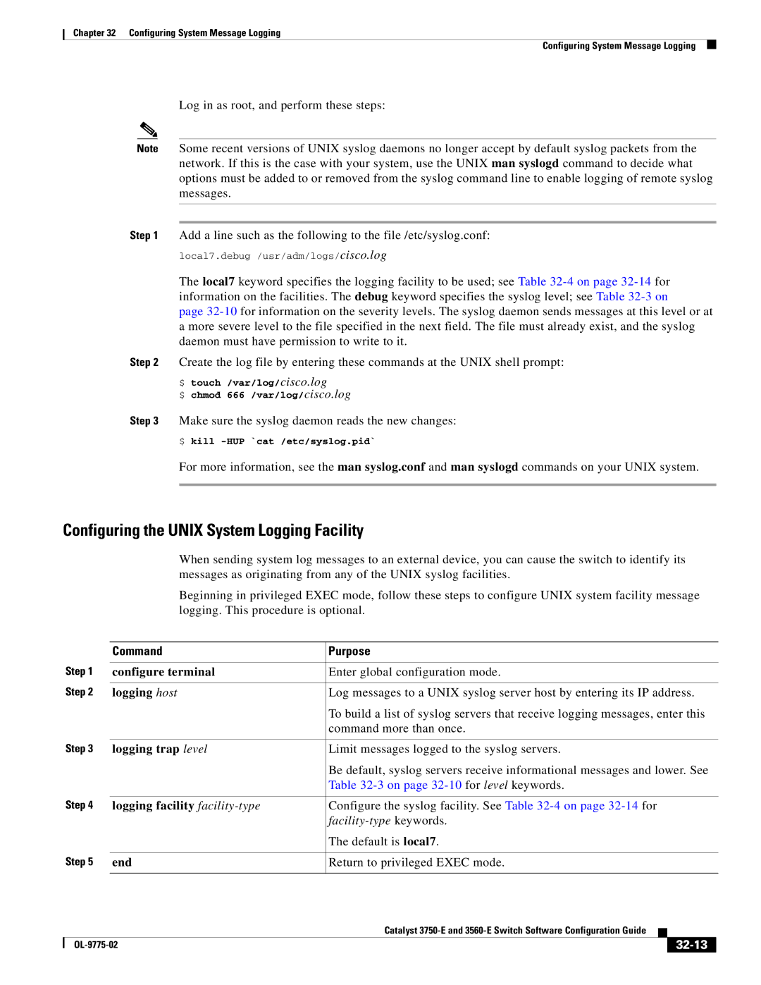 Cisco Systems 3750E Configuring the Unix System Logging Facility, Logging facility facility-type, Facility-type keywords 