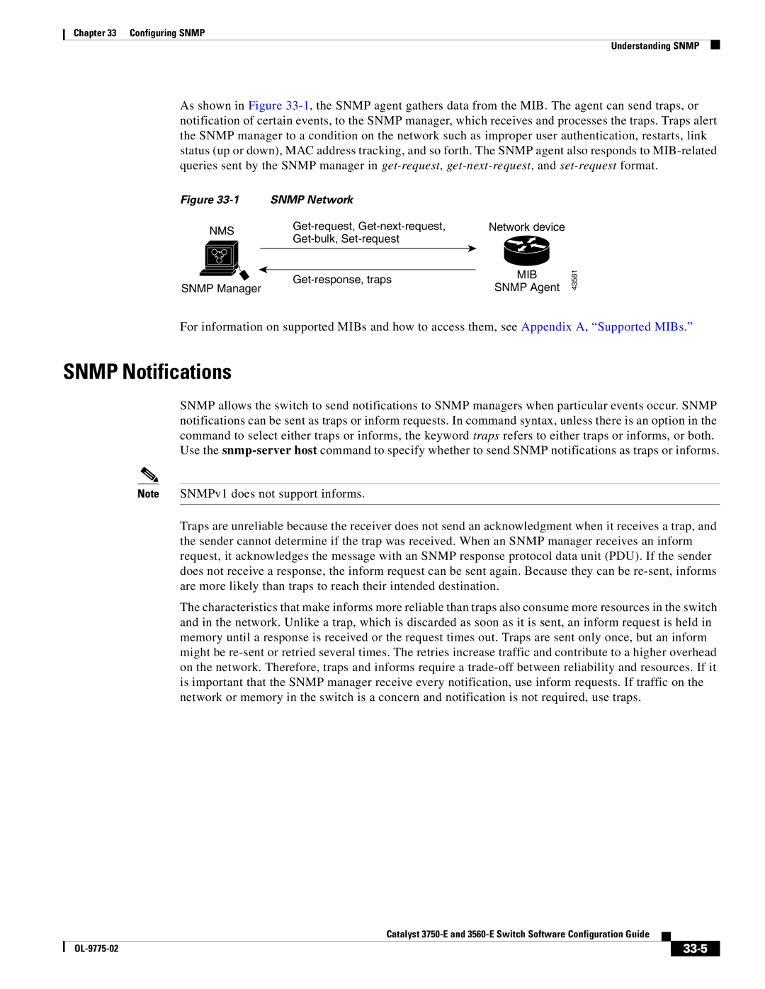 Cisco Systems 3750E manual Snmp Notifications, 33-5 