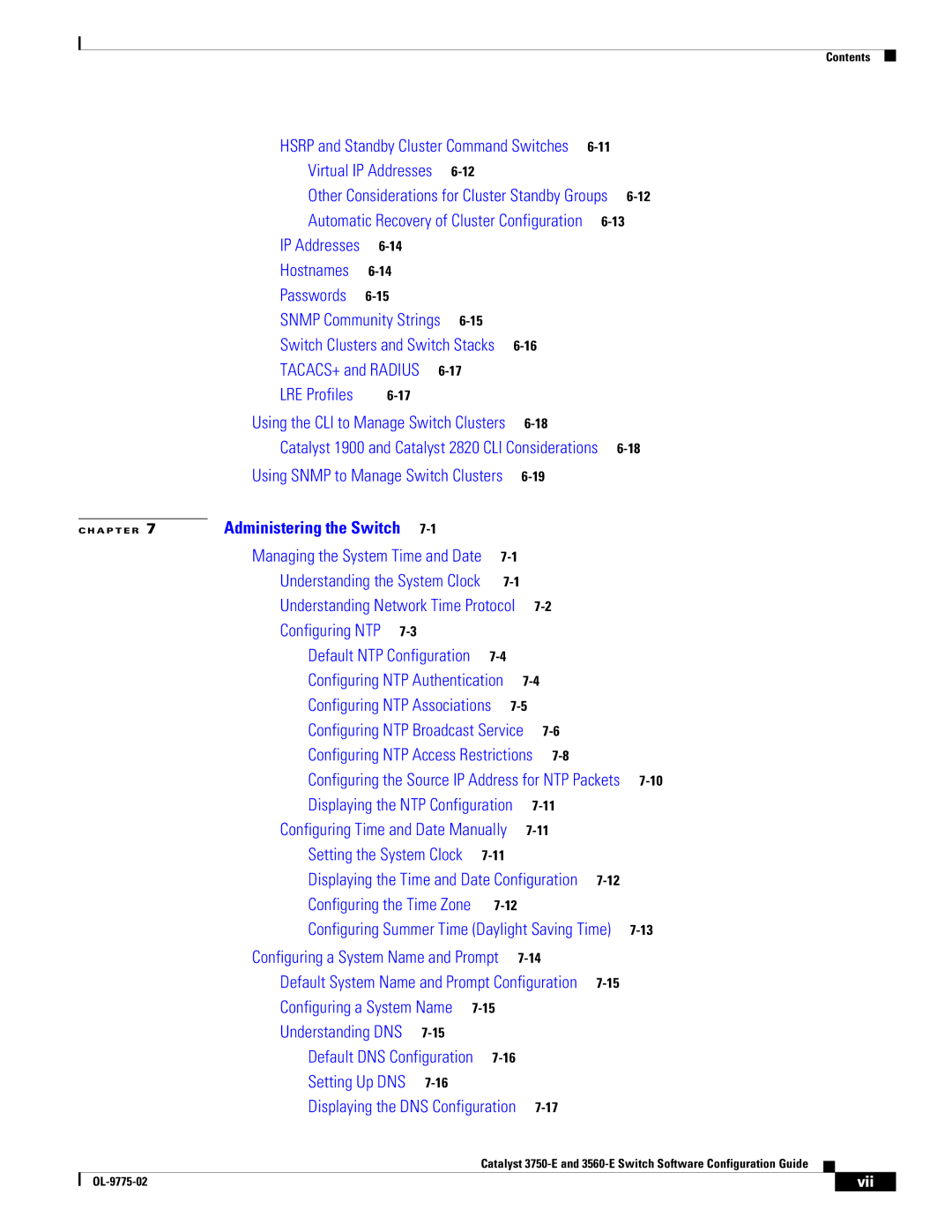 Cisco Systems 3750E manual Catalyst 1900 and Catalyst 2820 CLI Considerations, Vii 