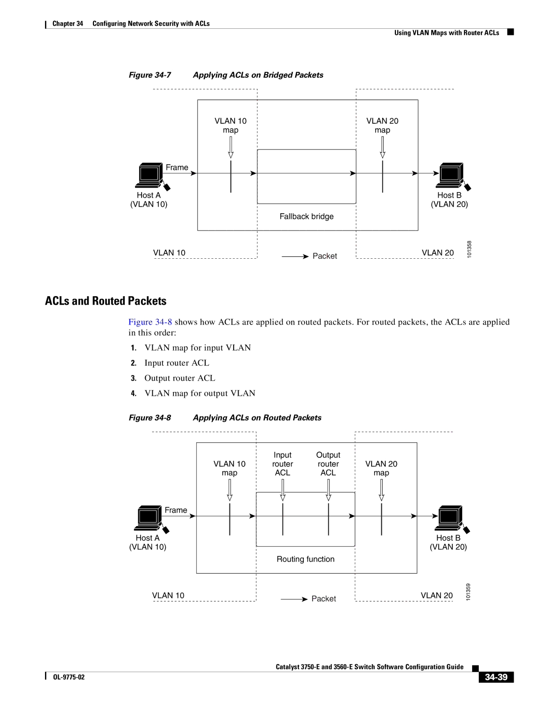 Cisco Systems 3750E manual ACLs and Routed Packets, 34-39 