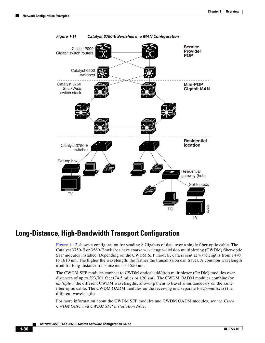 Cisco Systems 3750E Long-Distance, High-Bandwidth Transport Configuration, Catalyst 3750-E Switches in a MAN Configuration 