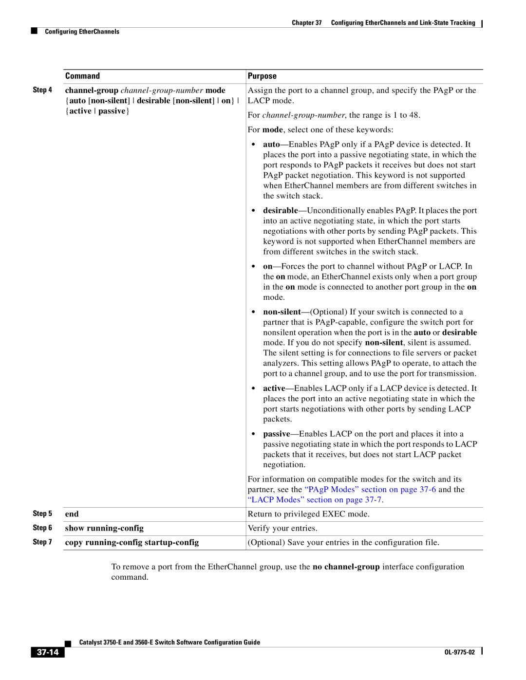 Cisco Systems 3750E manual Auto non-silent desirable non-silent on, Active passive, 37-14 