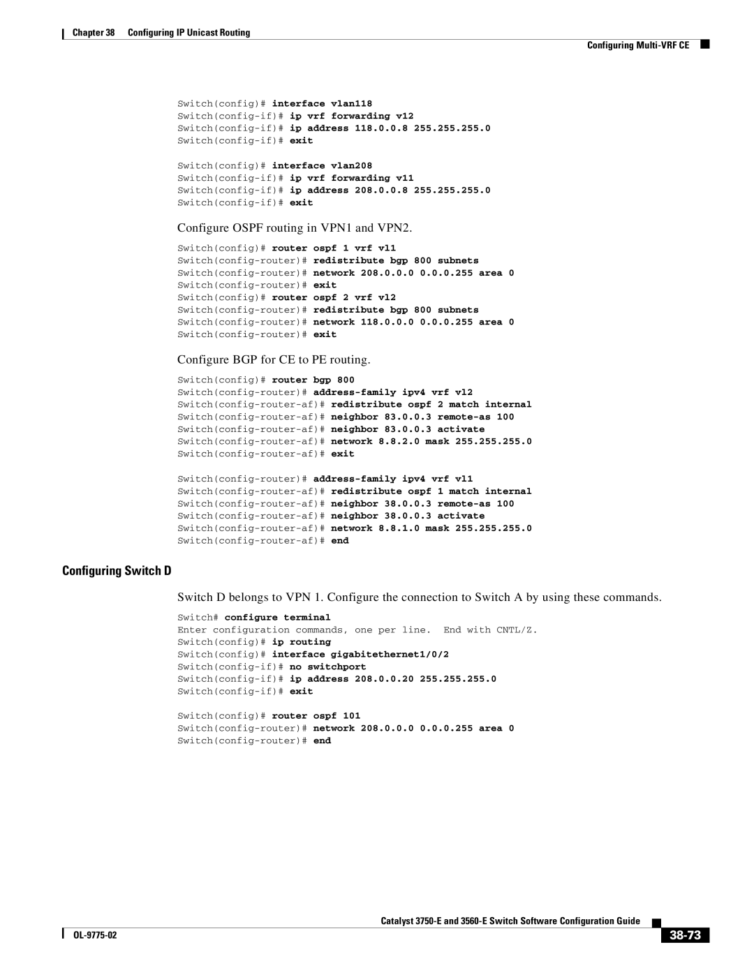 Cisco Systems 3750E manual 38-73, Switchconfig-router-af#network 8.8.2.0 mask, Switchconfig-router-af#network 8.8.1.0 mask 