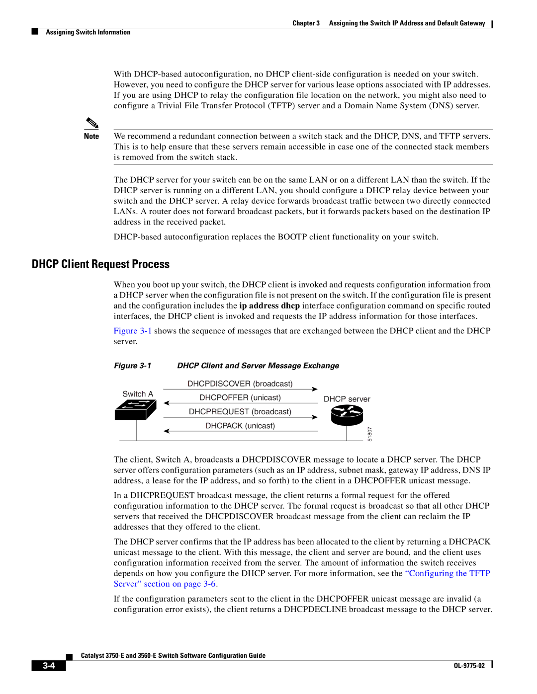 Cisco Systems 3750E manual Dhcp Client Request Process, Dhcp Client and Server Message Exchange 