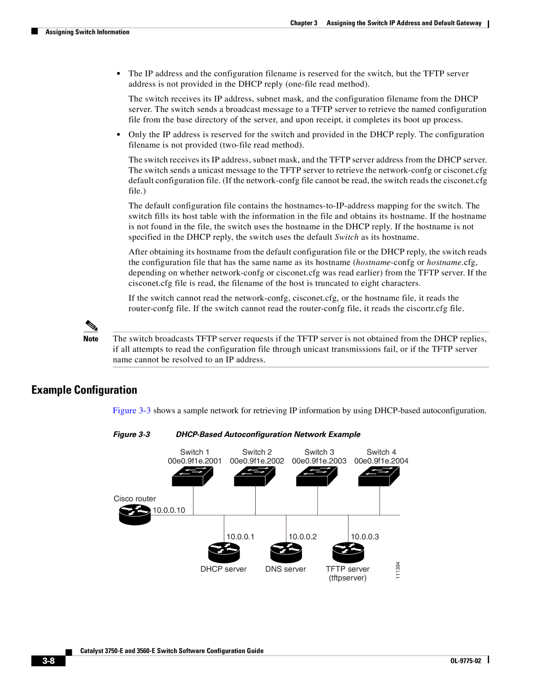 Cisco Systems 3750E manual Example Configuration, Tftpserver 