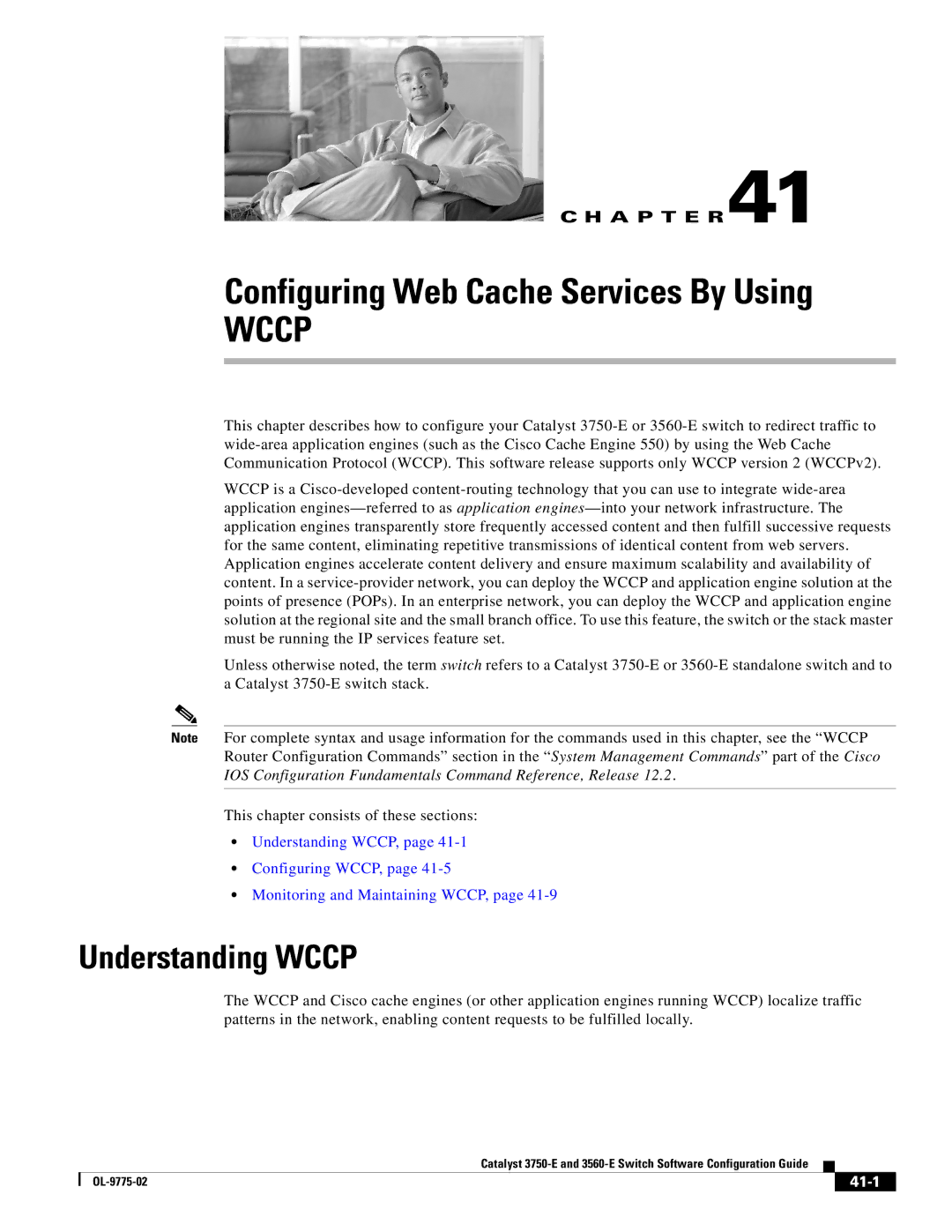 Cisco Systems 3750E manual Configuring Web Cache Services By Using, Understanding Wccp, 41-1 