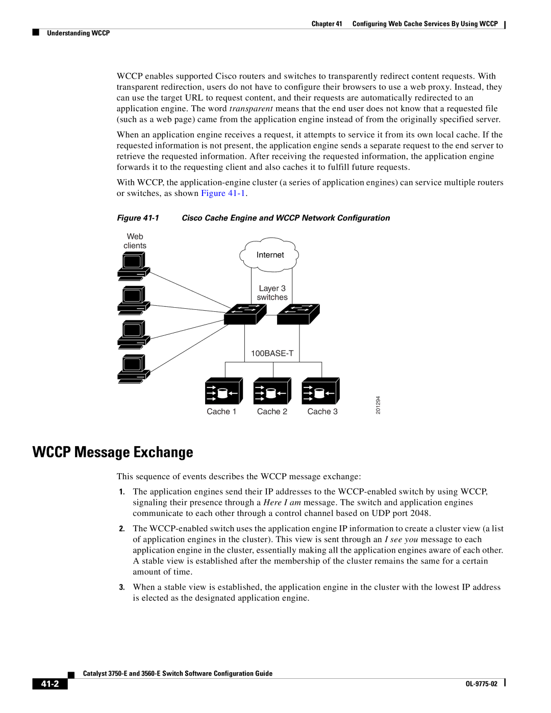 Cisco Systems 3750E manual Wccp Message Exchange, 41-2 